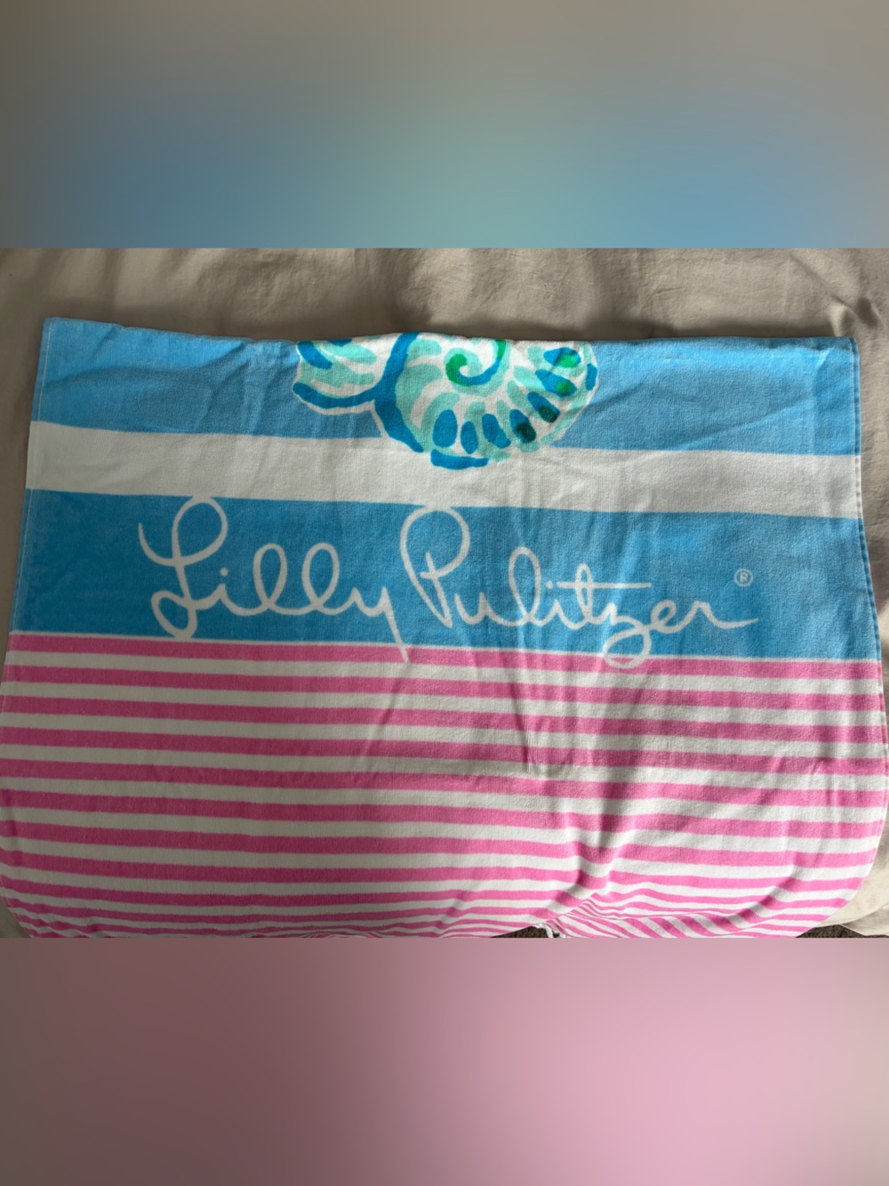 Lilly Pulitzer Pink & Blue Striped Shell Beach Towel - Picture 6 of 7
